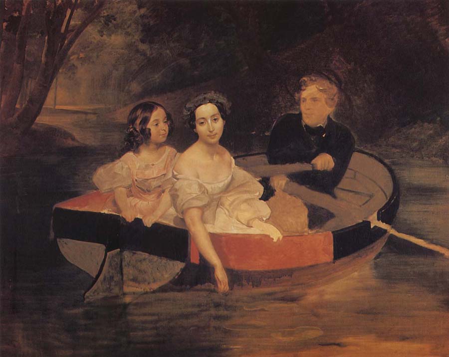 Karl Briullov Portrait of the Artist with Baroness Yekaterina Meller-akomelskaya and her Daughter in a Boat